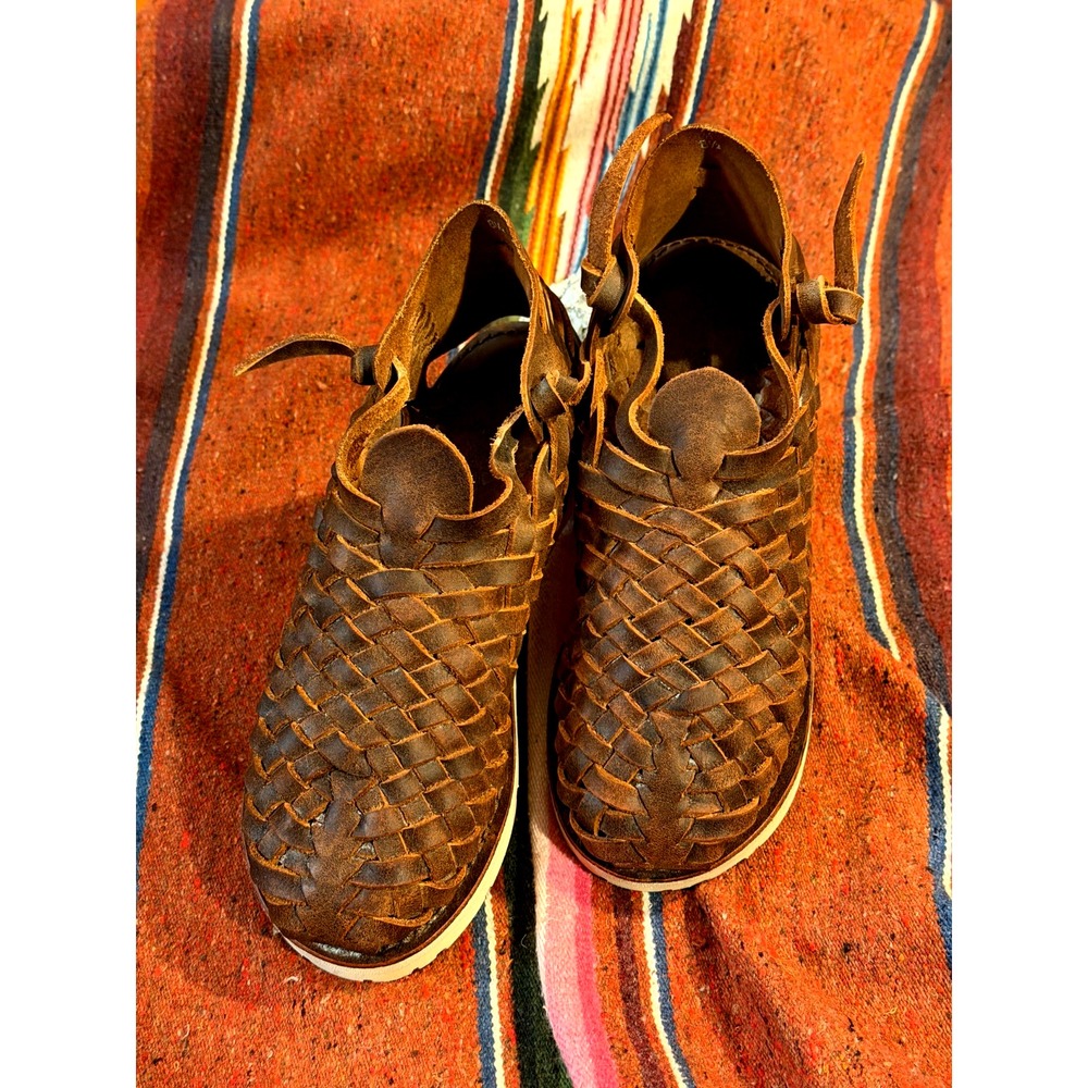 Brand X Women's Huarache Woven Leather Slip-On Sandal Brown 8 1/2 Closed Toe